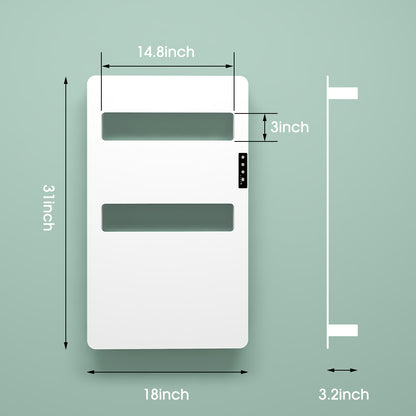 160 watts White Aluminium Heated Towel Rack for Bathroom Wall Mounted 30.7x18 inch