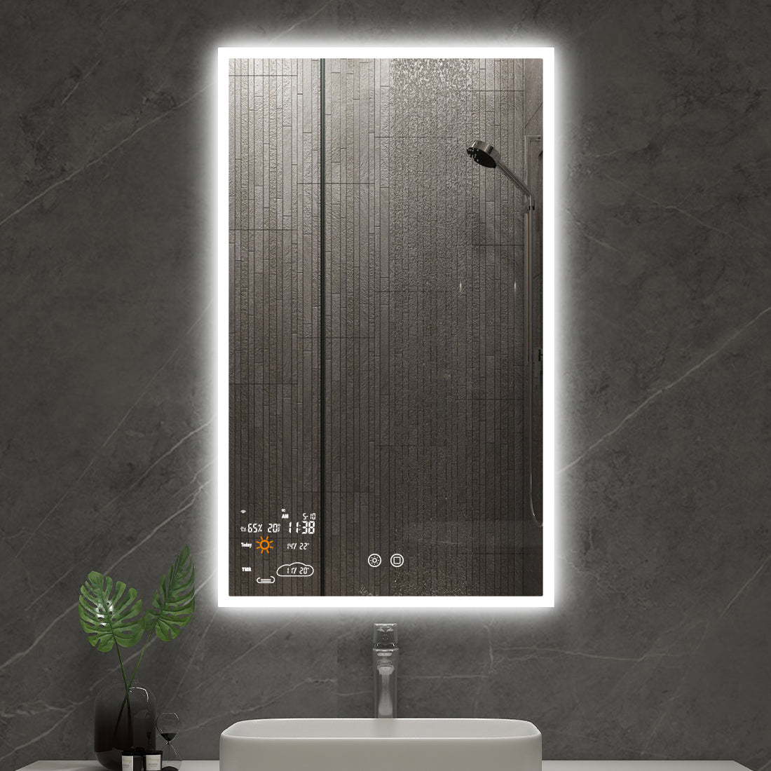 Smart LED Bathroom Mirror with Weather Forecast Anti Fog Mirror