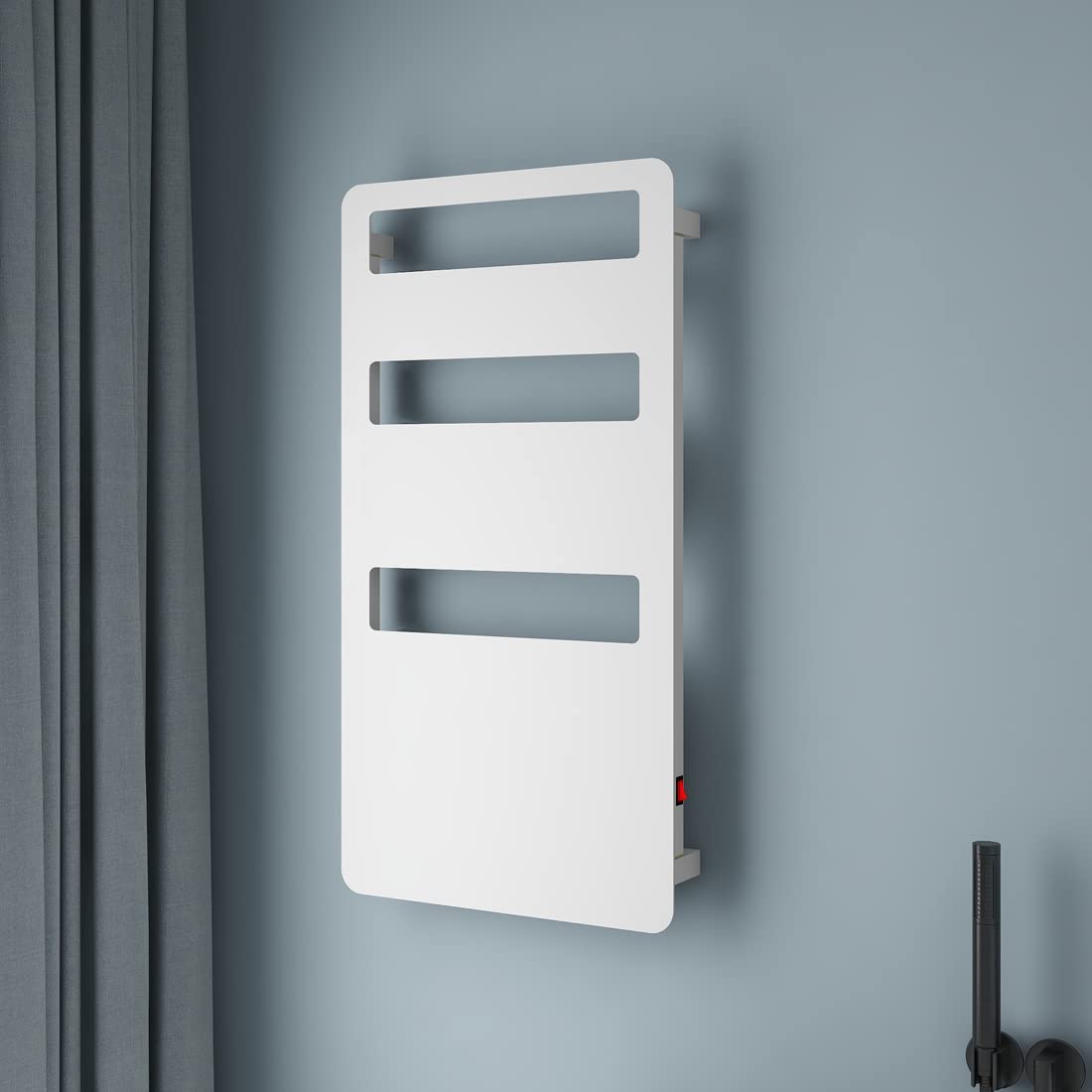 35.4″x18″ White Aluminium Heated Towel Rack for Bathroom Wall Mounted