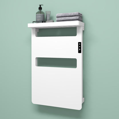 28″x18″ White Aluminum Smart Heated Towel Rack with Top Shelf