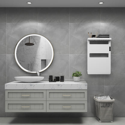 28″x18″ White Aluminum Smart Heated Towel Rack with Top Shelf
