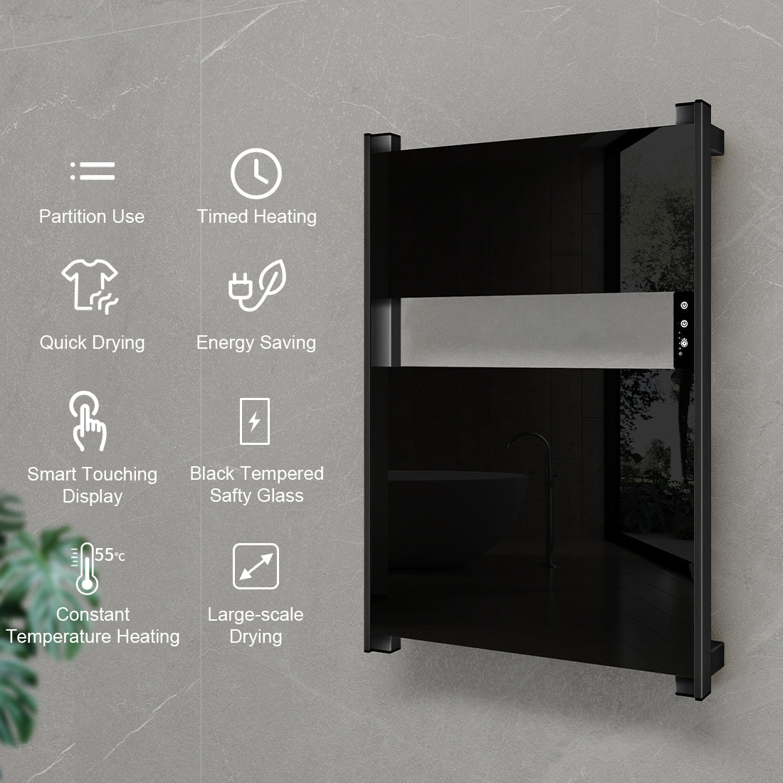 27″×18″ Glass Heated Towel Warmer with Smart Touch