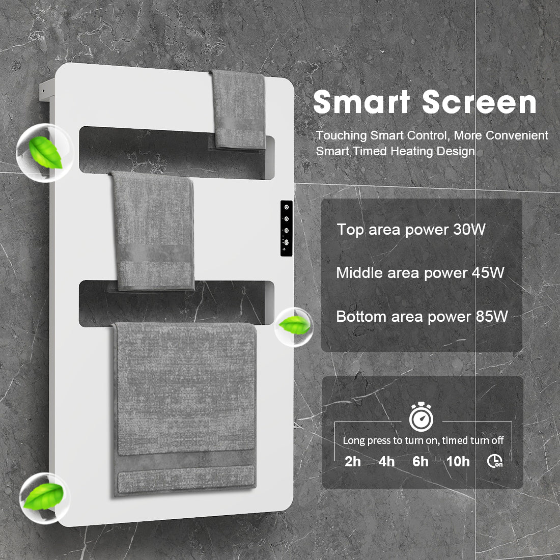 30.7″x18″ Smart Touch Heated Towel Rack with  for Bathroom