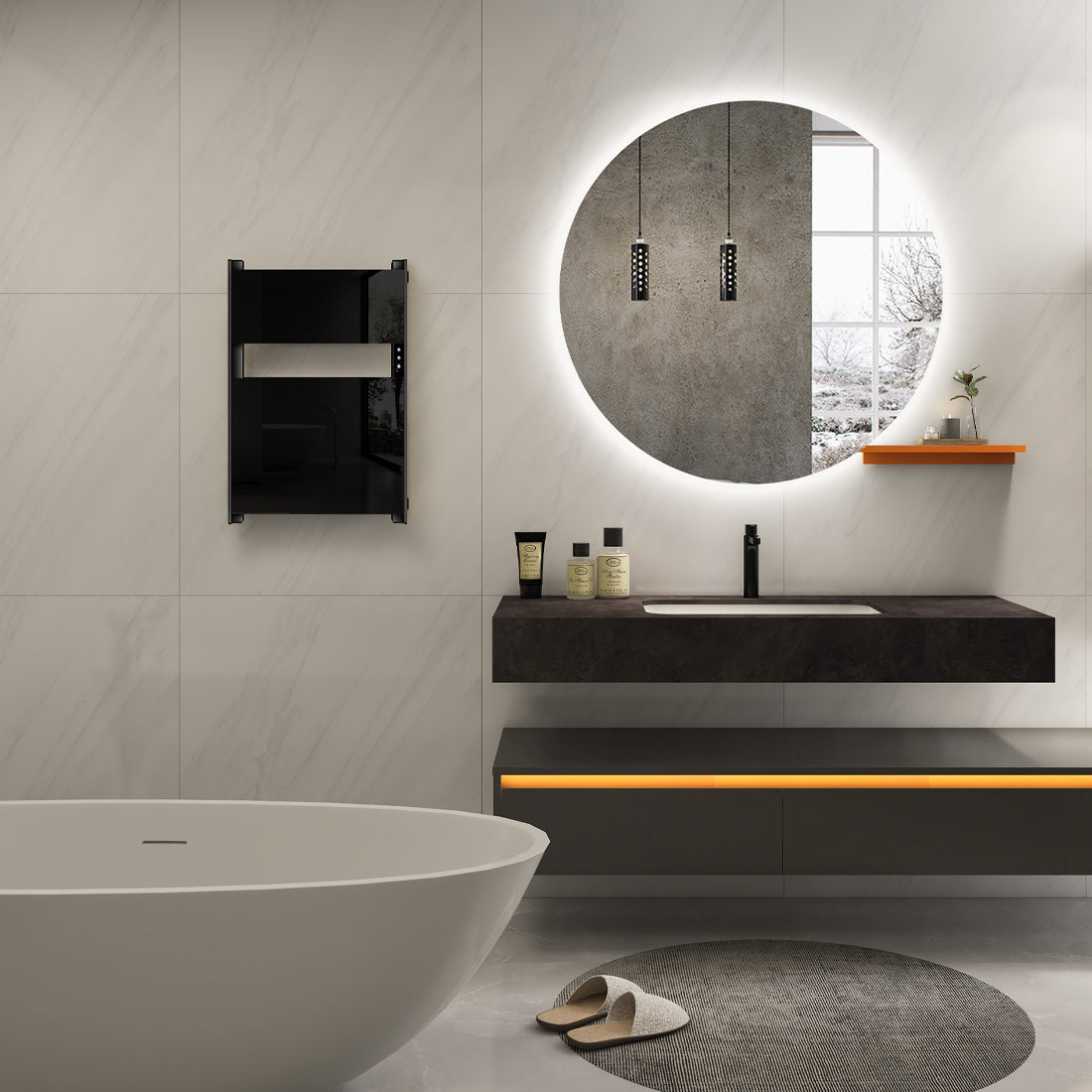 27″×18″ Glass Heated Towel Warmer with Smart Touch