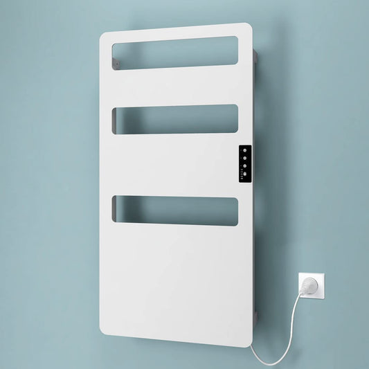 35.4″x18″ White Aluminium Heated Towel Rack for Bathroom Wall Mounted